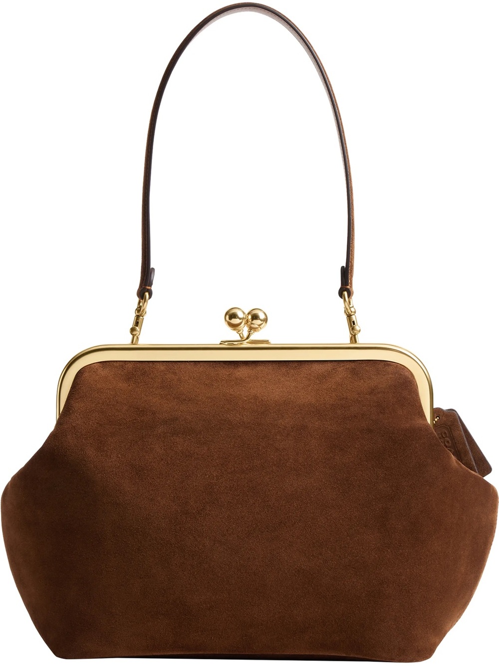 Coach Kisslock Frame Bag 27 Suede in Saddle Brown